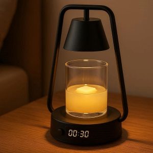 17 Modern Glass Electric Candle Warmer Lamp Desktop Fragrance Wax Burner With Adjustable Timer For Bedroom Vibe