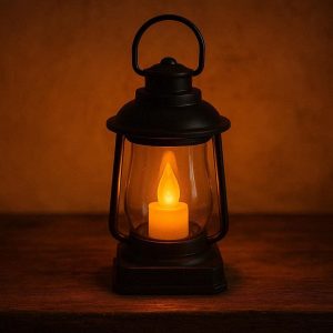 2 Cozy Amber Glow Electric Candle Lantern Battery Powered Light For Thanksgiving Autumn Balcony Display Layout