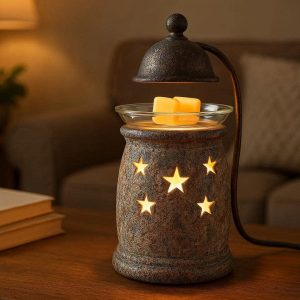 21 Rustic Distressed Stone Scented Wax Warmer Lamp Desktop Fragrance Light For Cozy Living Room Accent Lighting