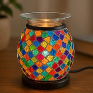 28 Charming Mosaic Glass Electric Aroma Lamp Desktop Essential Oil Diffuser For Luxury Spa Bathroom Vanity Lighting