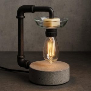 29 Industrial Concrete Base Electric Wax Melt Lamp Desktop Fragrance Light For Contemporary Urban Loft Workspace Decor